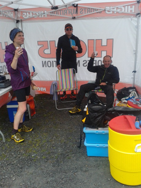 Zoe, Robin and Al resting at leg 4/5 change
