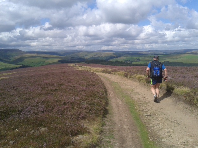 Jud descending off Win Hill towards Kinder