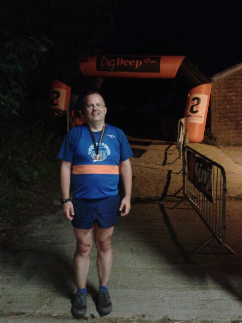 Jud proudly wearing his GDH vest and finishers medal....just in time for last orders at the bar!